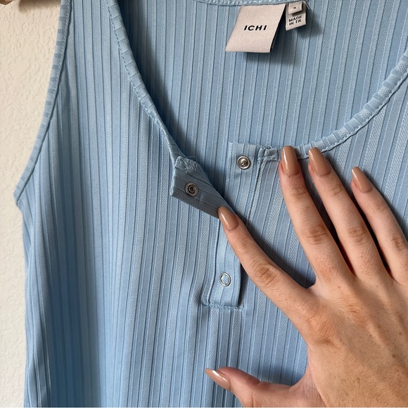 ICHI Blue Ribbed Tank Top - Picture 5 of 6